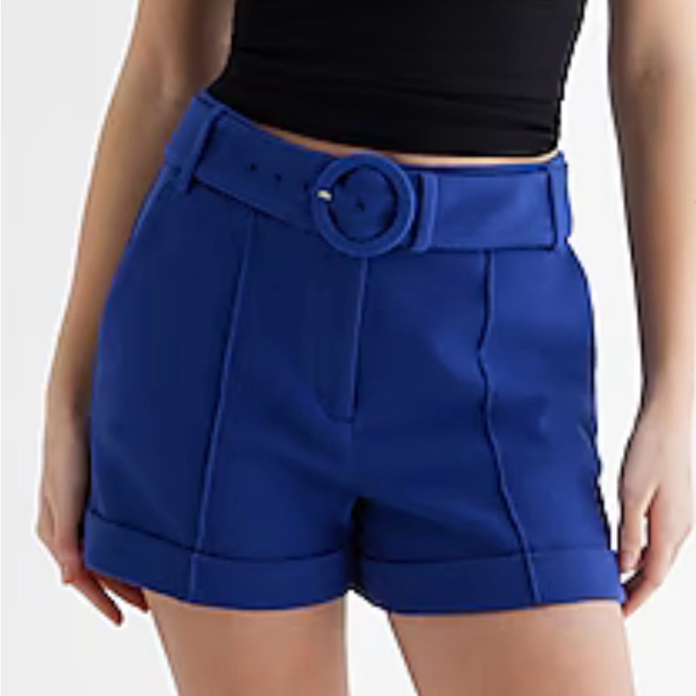 Express Royal Blue high waist pintuck shorts